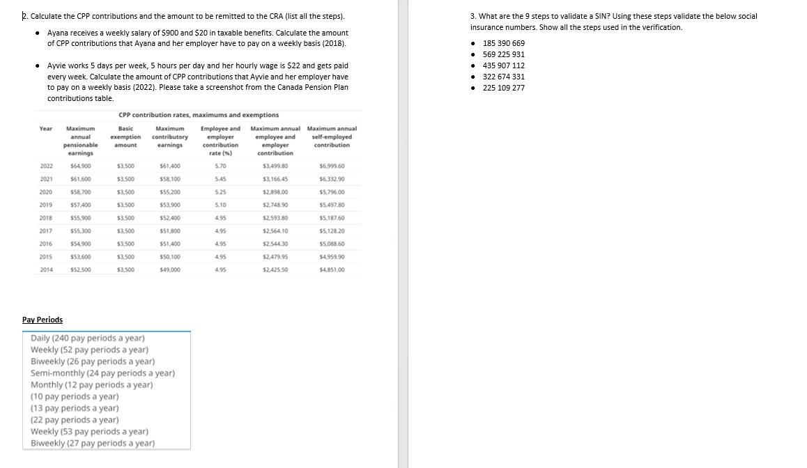 Solved Calculate the CPP contributions and the amount to be | Chegg.com
