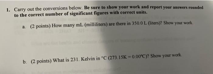 Solved Carry out the conversions below. Be sure to show your | Chegg.com