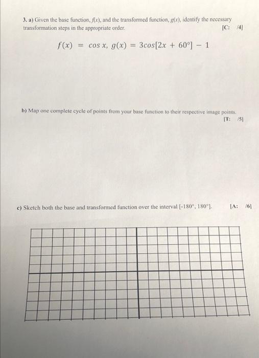 Solved 3. a) Given the base function, fix), and the | Chegg.com