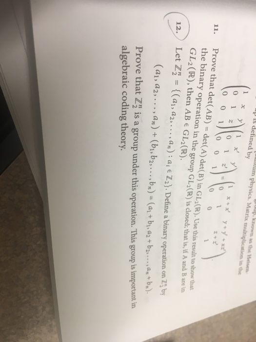 Solved 10. Prove that the set of matrices of the form 1 у x | Chegg.com