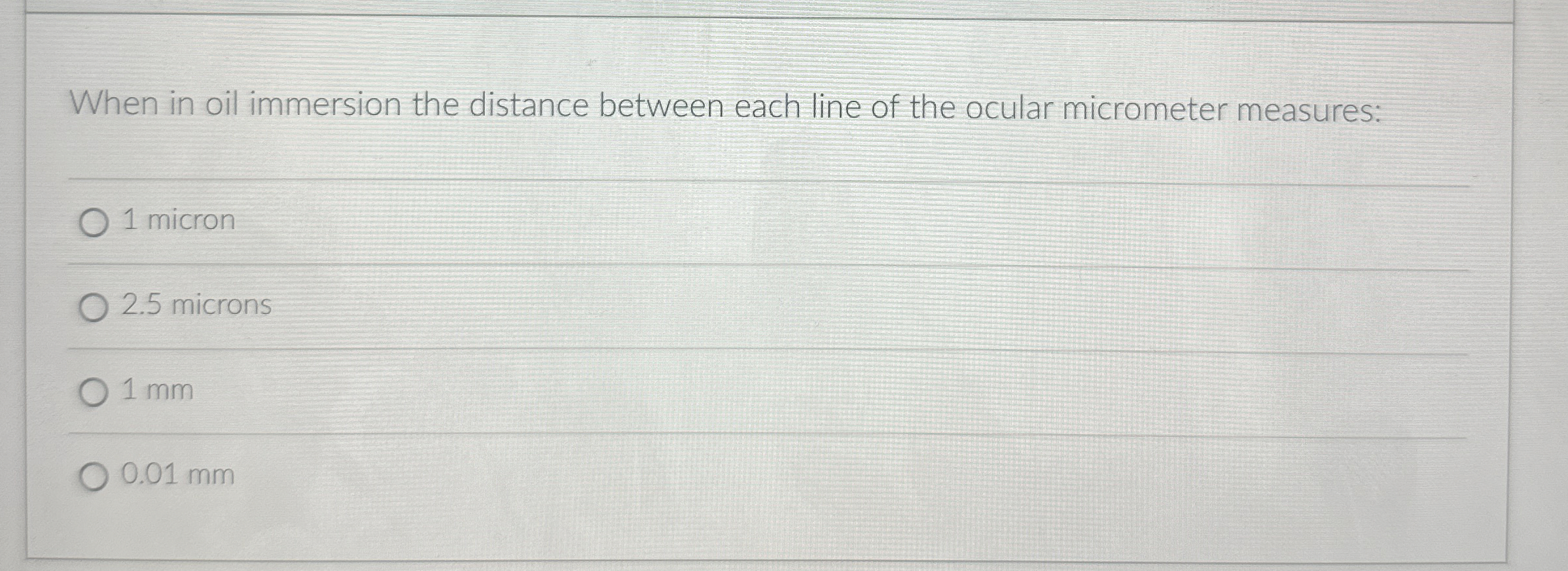 Solved When in oil immersion the distance between each line | Chegg.com
