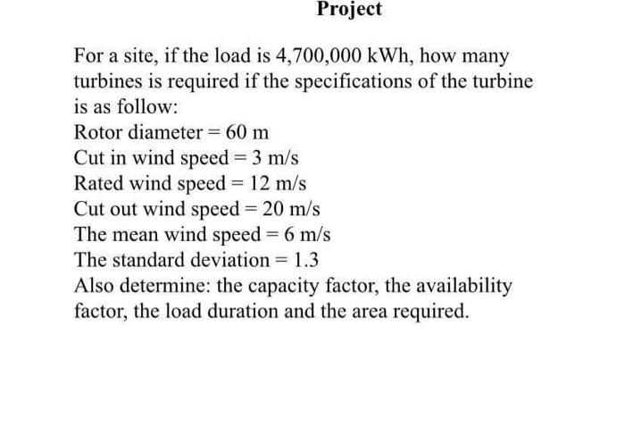 Solved This is an important project for Wind Energy Systems | Chegg.com