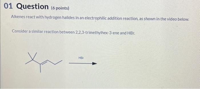 Solved Alkenes React With Hydrogen Halides In An | Chegg.com