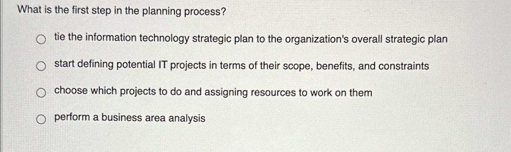 Solved What is the first step in the planning process?tie | Chegg.com