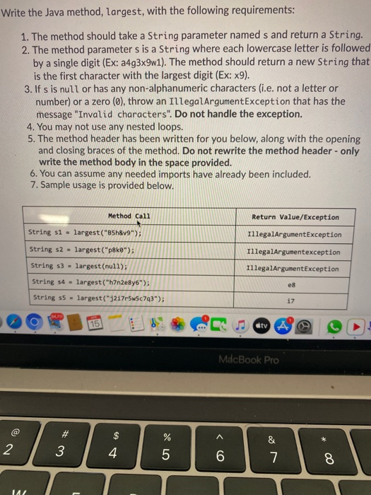 Solved Write the Java method, largest, with the following | Chegg.com