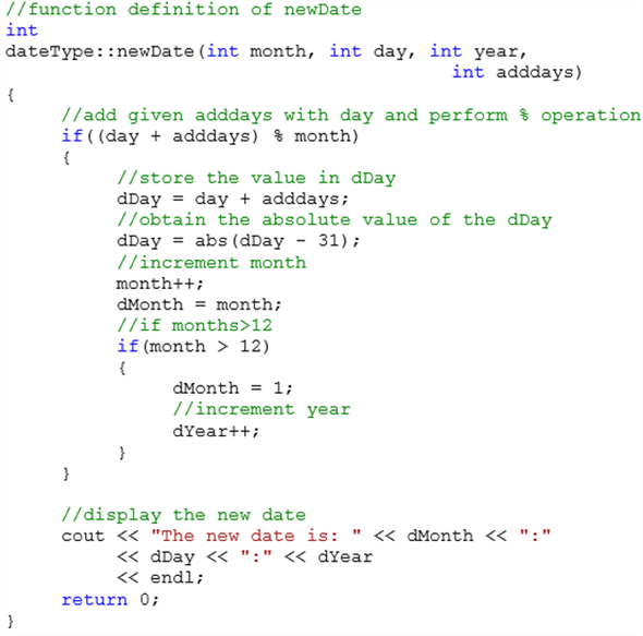 Solved: In Programming Exercise 2, the class dateType was designed ...