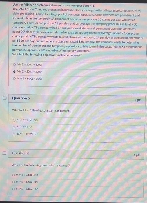 Solved Use the following problem statement to answer | Chegg.com