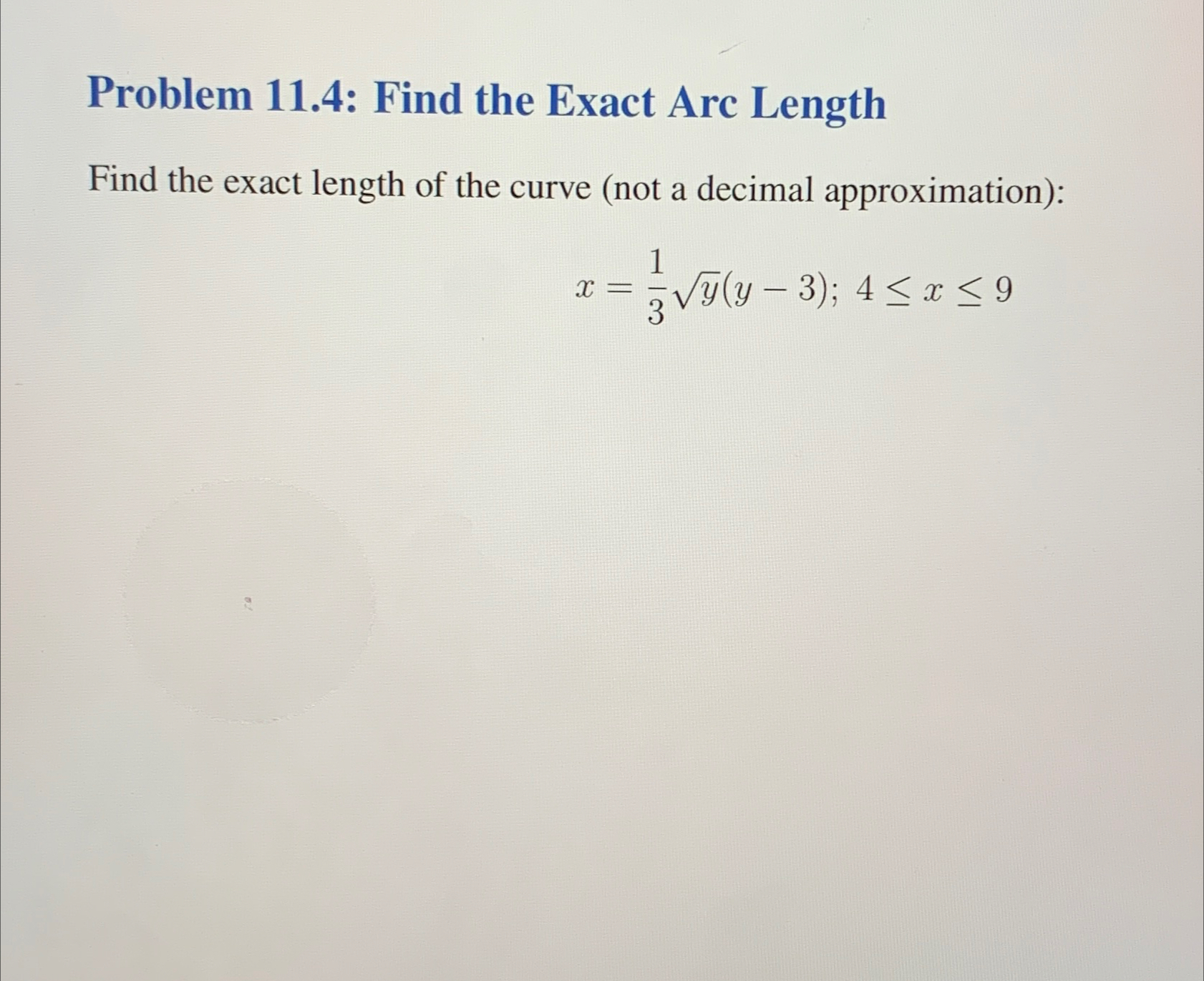 Solved Problem 11.4: Find the Exact Arc LengthFind the exact | Chegg.com