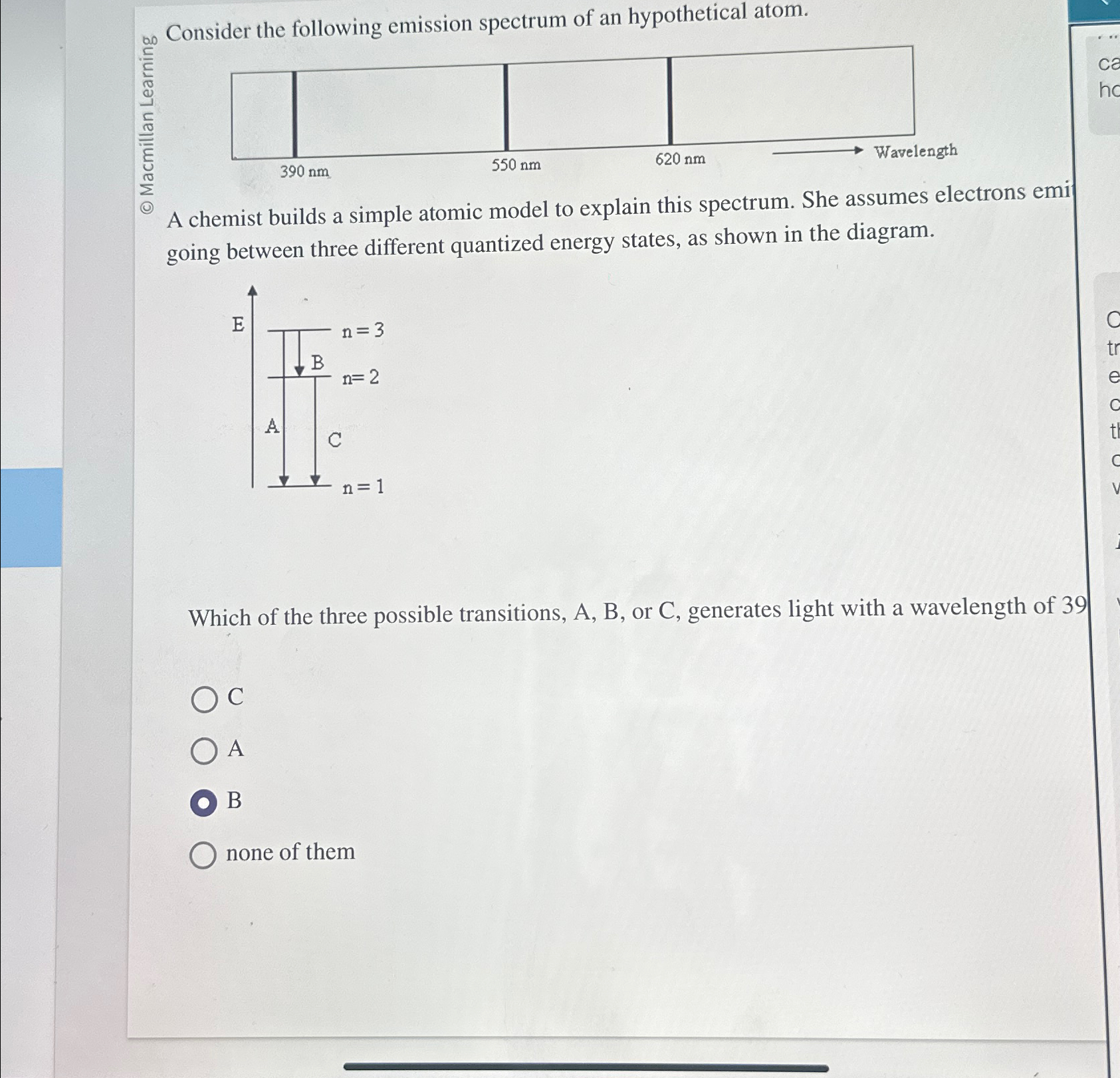 Solved ∞sube ﻿Consider the following emission spectrum of an | Chegg.com