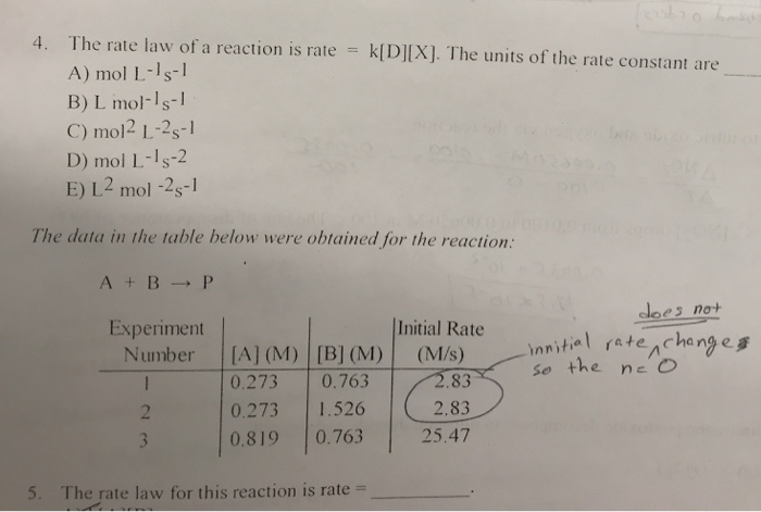 Solved 4 The Rate Law Of A Reaction Is Rate K D X T Chegg Com