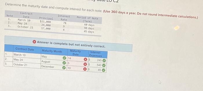 Solved Determine the maturity date and compute interest for 