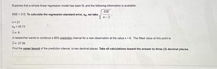 Solved Suppose That A Simple Linear Regression Model Has 0266