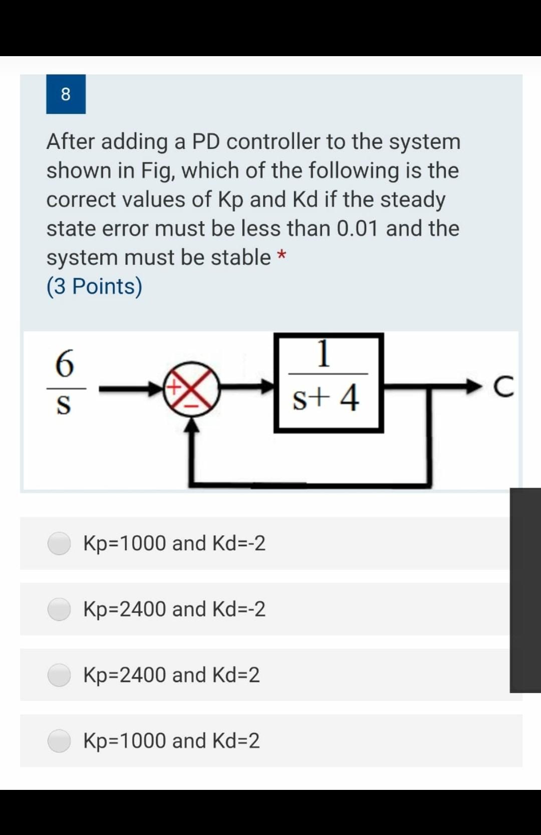 Solved 8 After adding a PD controller to the system shown in | Chegg.com