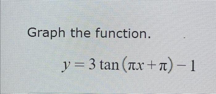 Solved Graph The Function. Y=3tan(πx+π)−1 