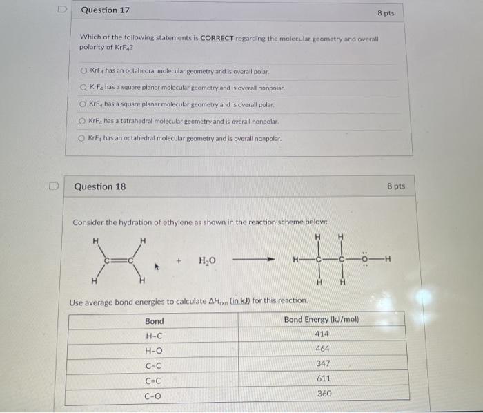 Solved D Question 17 8 pts Which of the following statements | Chegg.com
