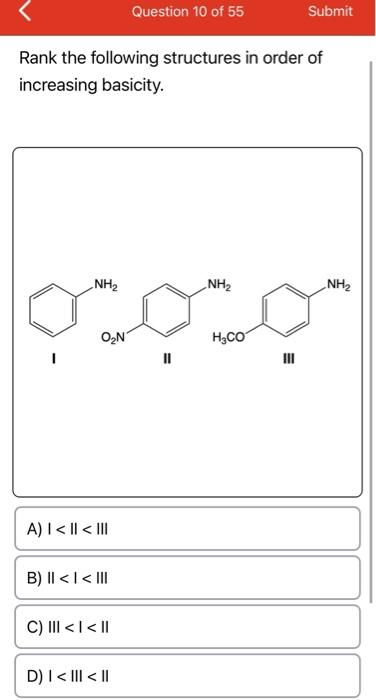 Solved Rank the following structures in order of increasing | Chegg.com