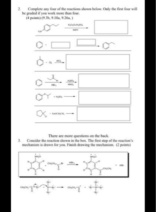 Solved 2 Complete any four of the reactions shown below. | Chegg.com