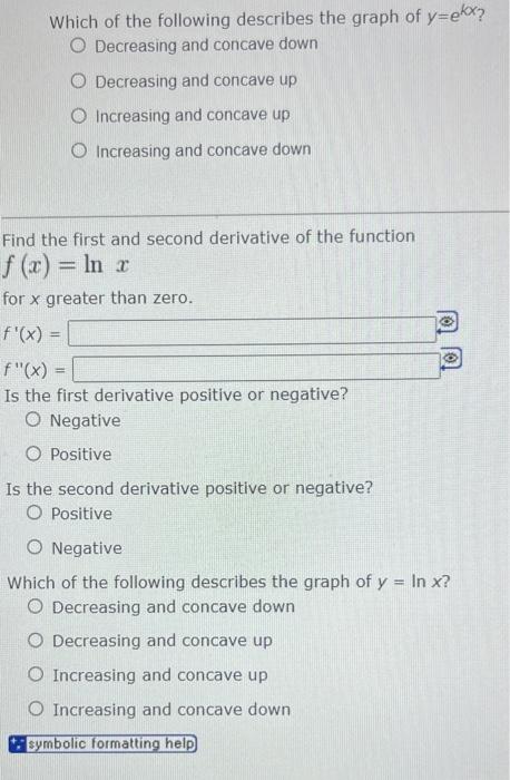 Solved Find the first and second derivative of the function | Chegg.com