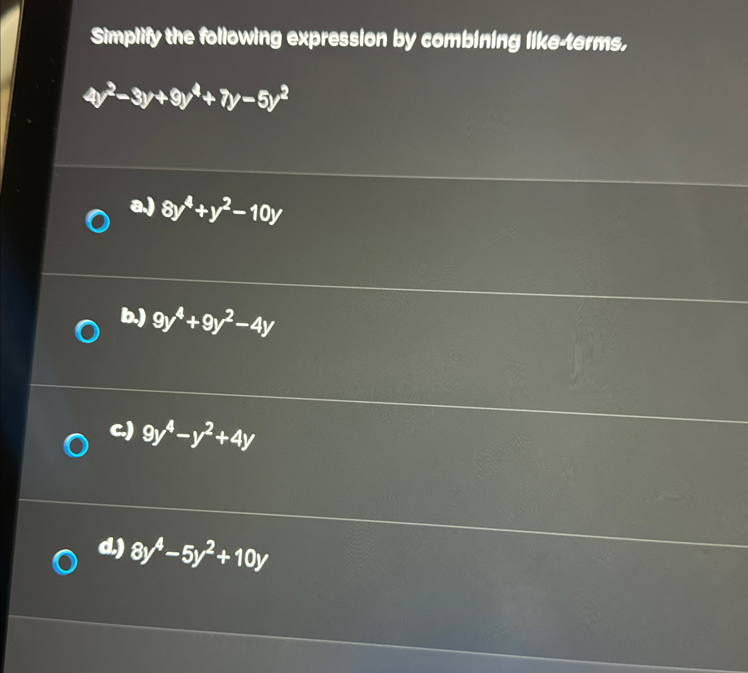 Solved Stimplify the following expression by combining | Chegg.com