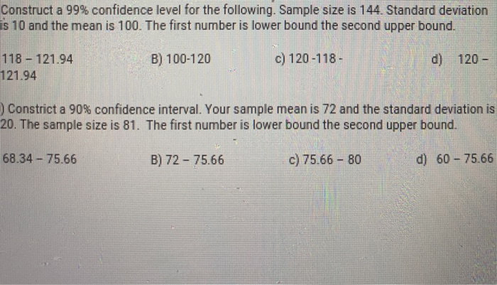 Solved Construct a 99% confidence level for the following. | Chegg.com