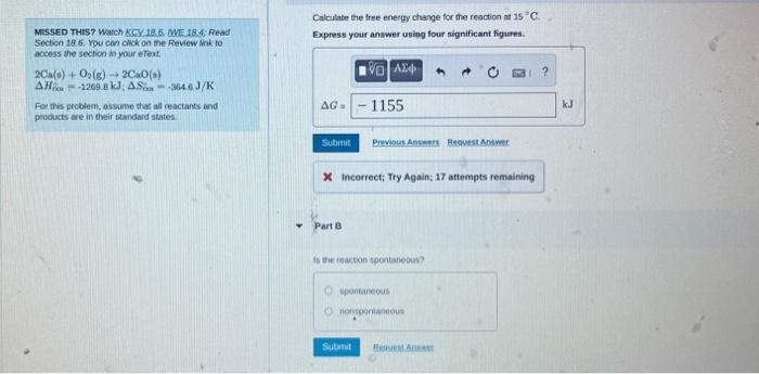 Solved Calculate the free energy change for the reaction at | Chegg.com