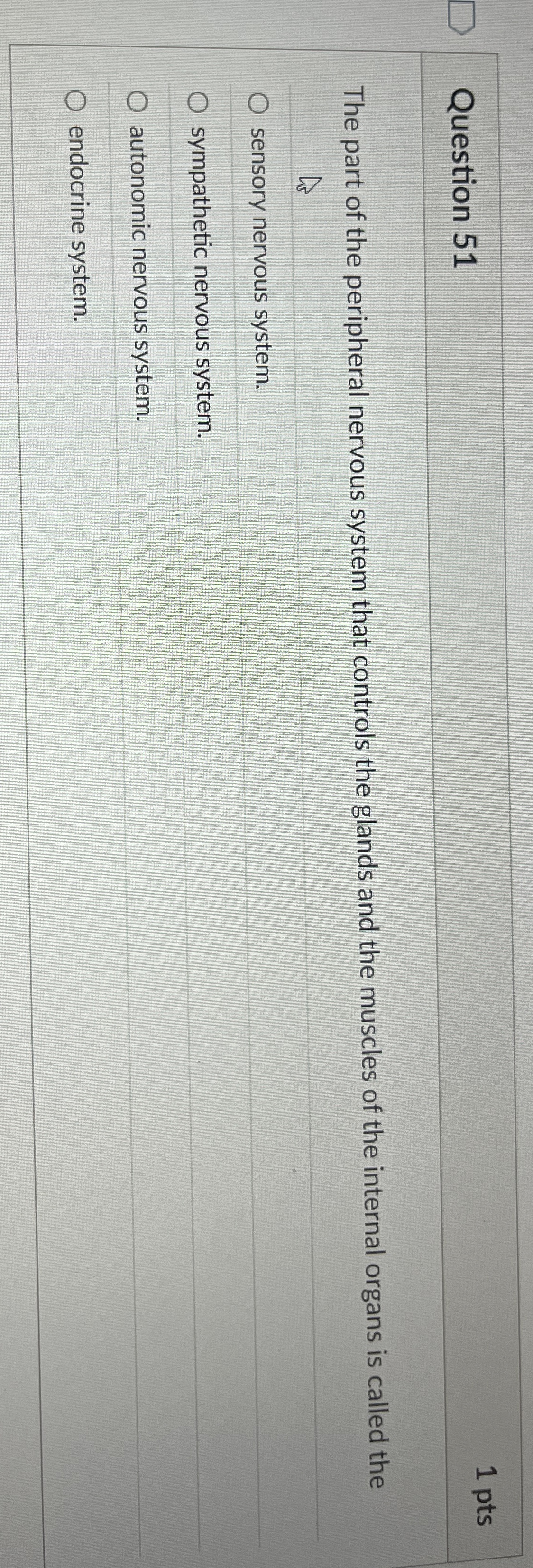 Solved Question 51The part of the peripheral nervous system | Chegg.com