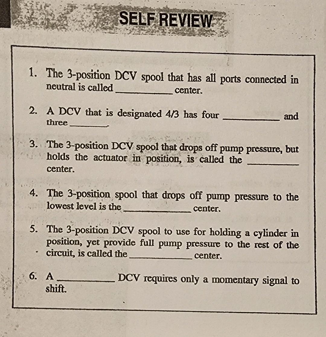 Solved The DCV used to control the movement of a | Chegg.com