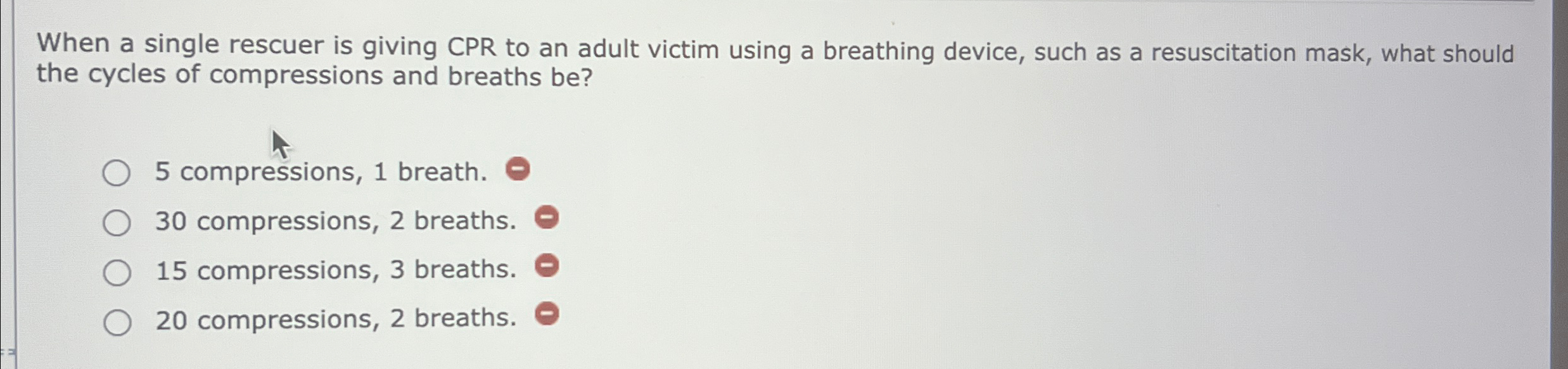 Solved When a single rescuer is giving CPR to an adult | Chegg.com