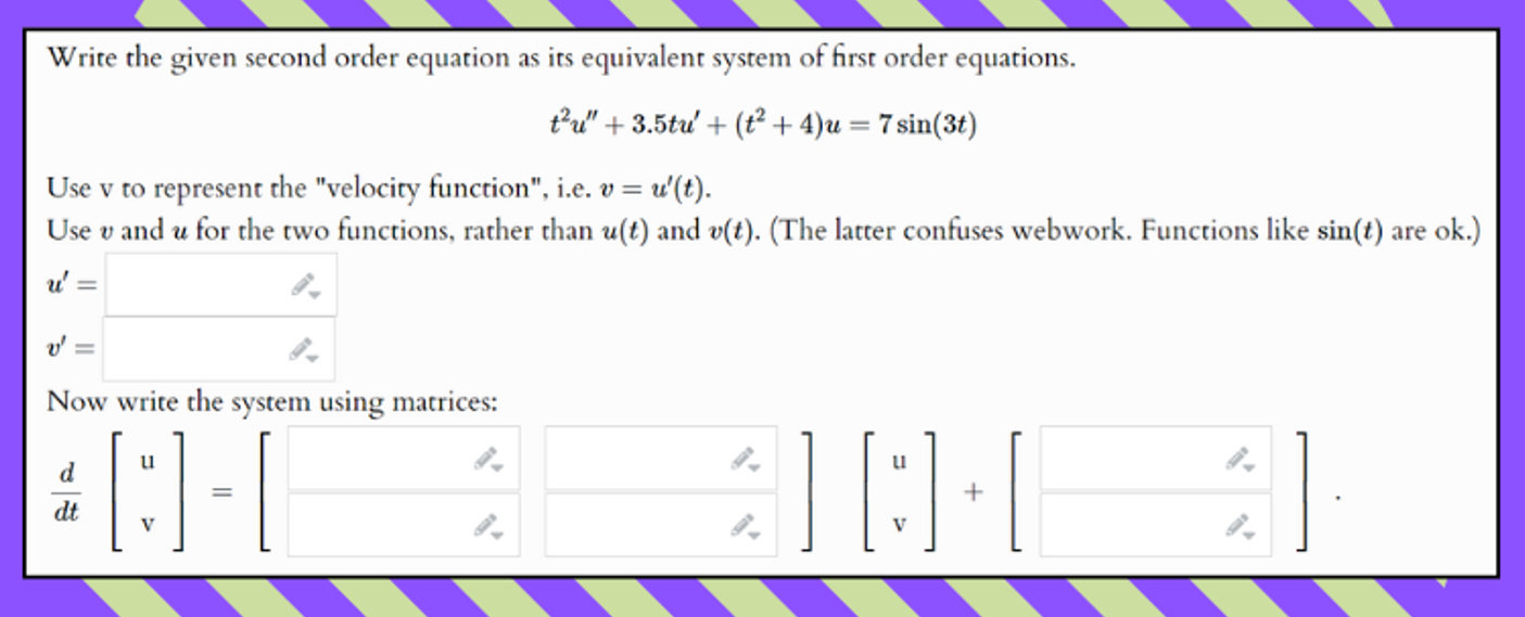 Write the given second order equation as its | Chegg.com