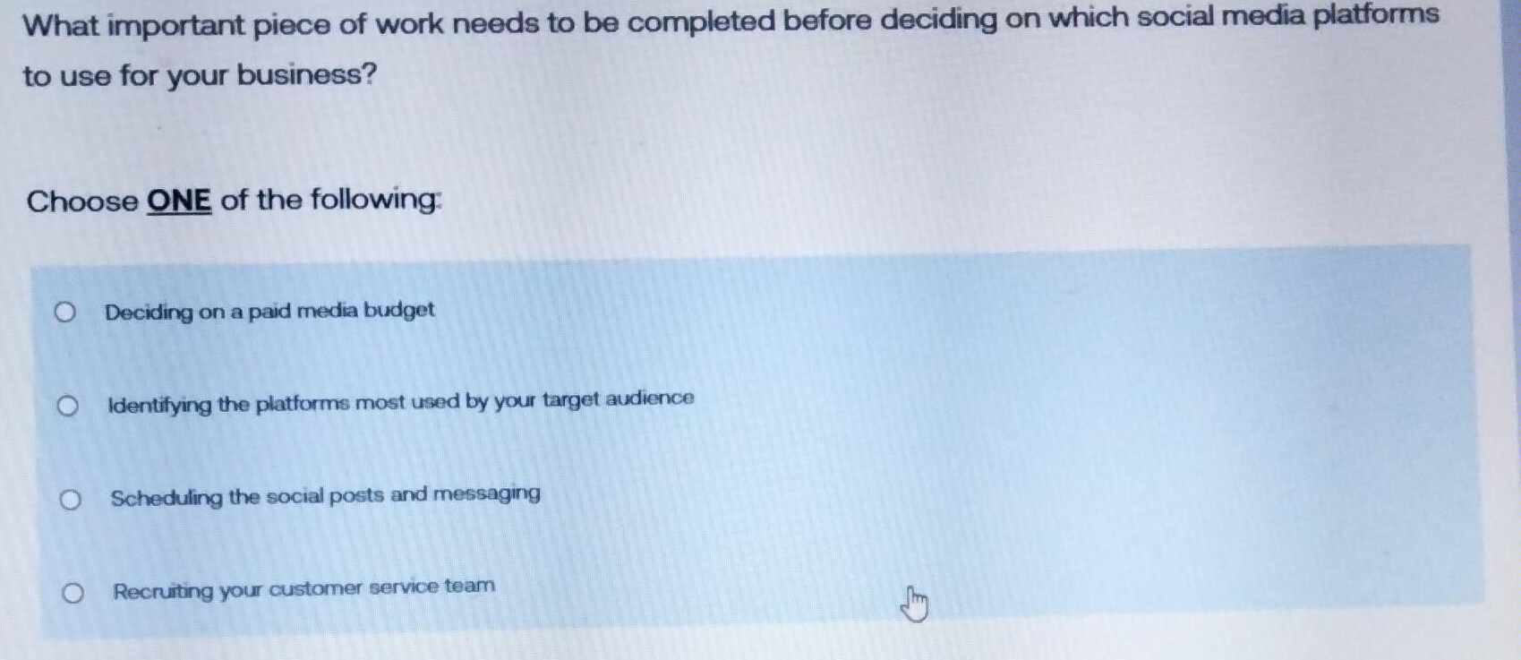 Solved What important piece of work needs to be completed | Chegg.com