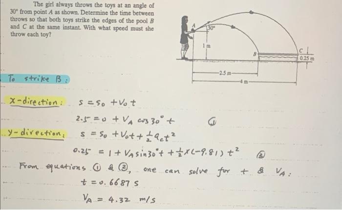 Solved The Girl Always Throws The Toys At An Angle Of 30° | Chegg.com