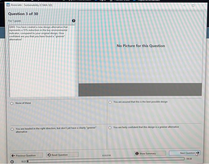 Solved Associate - Sustainability (CSWA SD) Question 3 Of 30 | Chegg.com