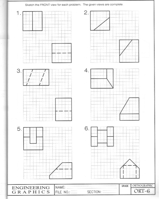 Solved Sketch the FRONT view for each problem. The given | Chegg.com