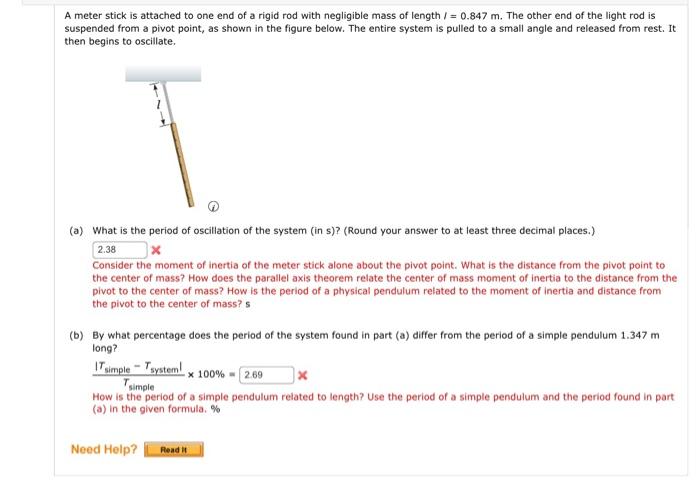 Solved A meter stick is attached to one end of a rigid rod | Chegg.com