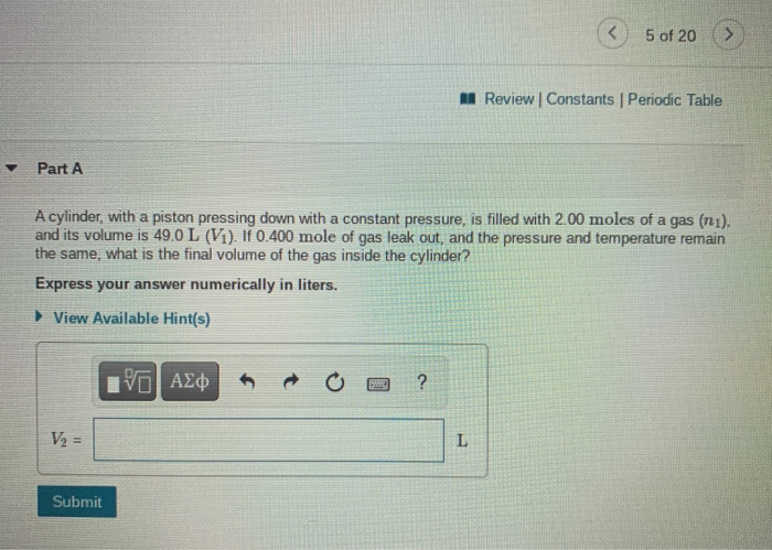 Solved 5 of 20 A Review Constants Periodic Table Part A A | Chegg.com