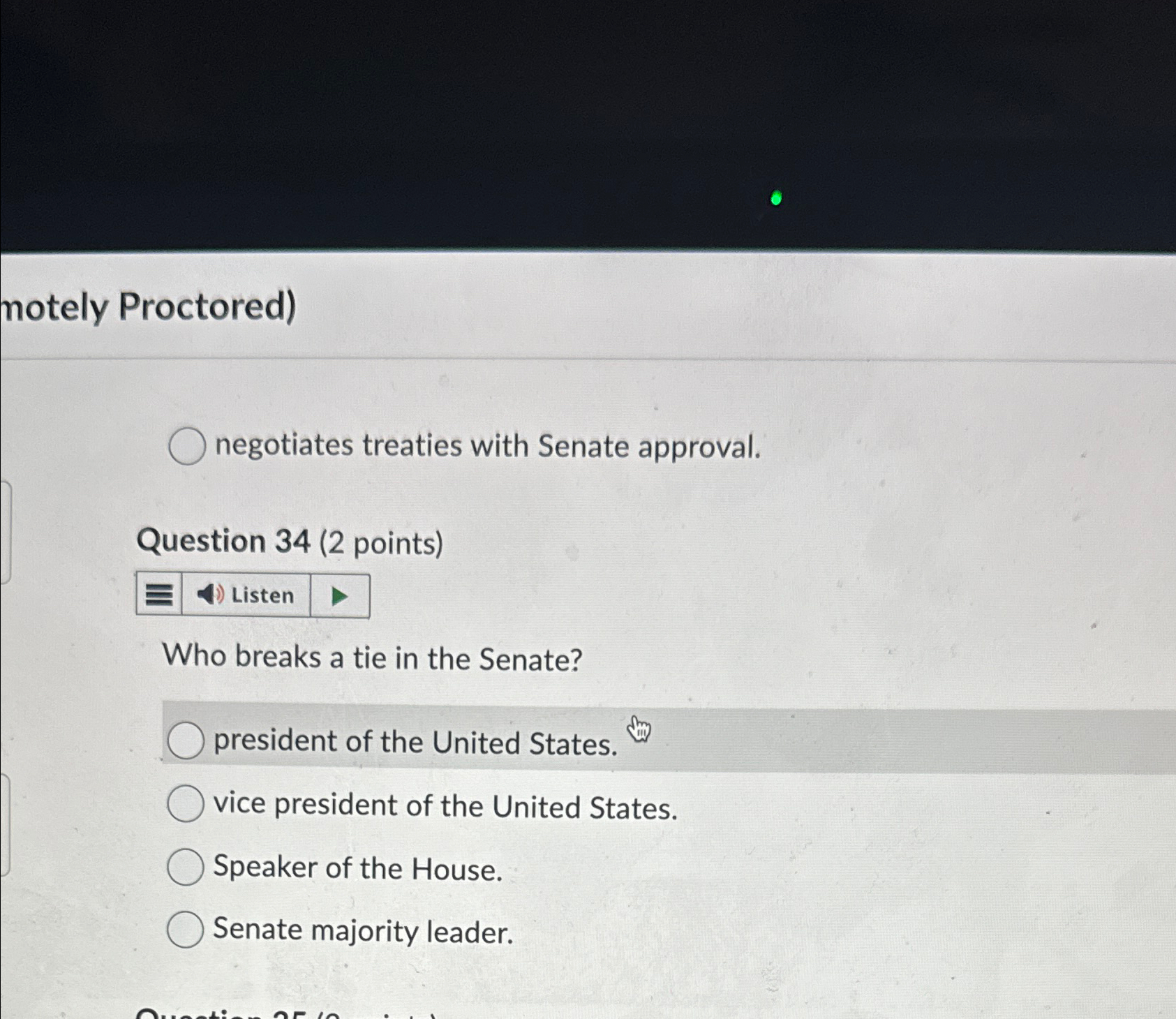 Solved Notely Proctored)negotiates Treaties With Senate | Chegg.com