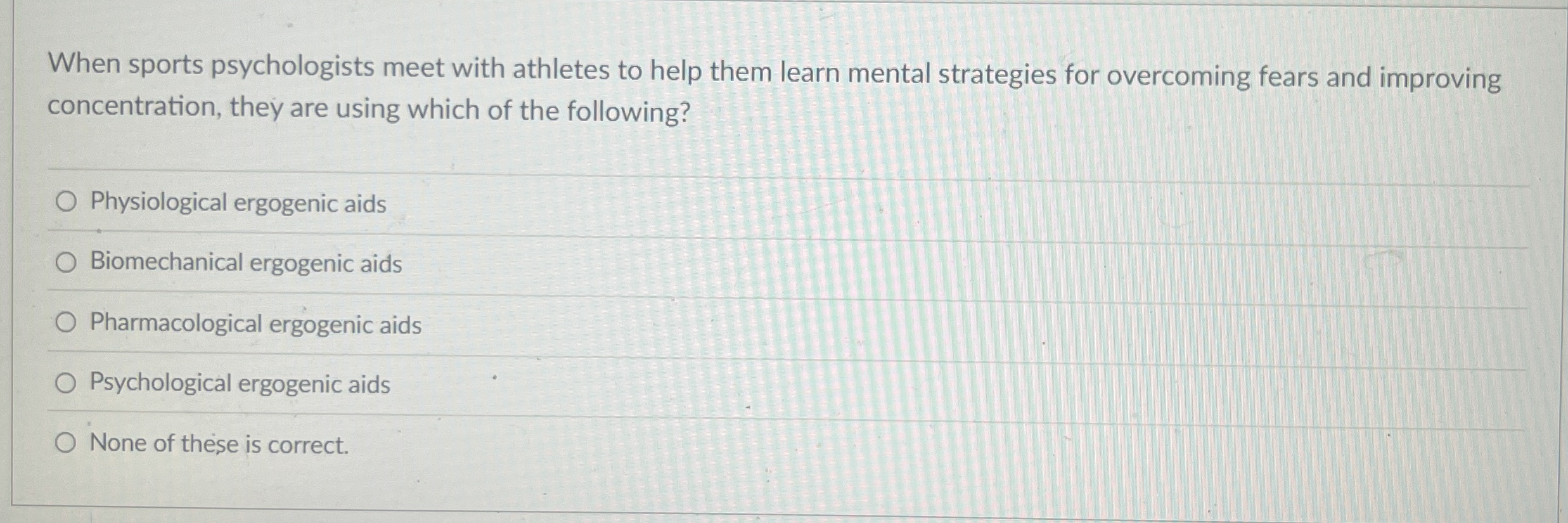 Solved When sports psychologists meet with athletes to help | Chegg.com