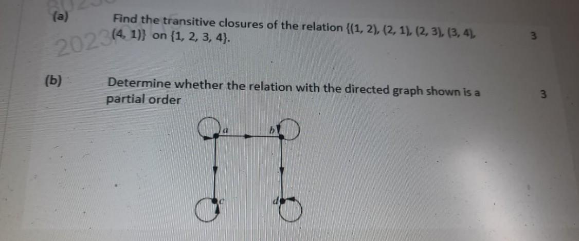 Solved (a) Find The Transitive Closures Of The Relation | Chegg.com