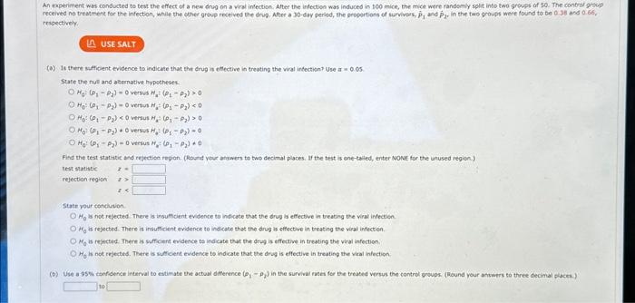 Solved Af experiment was conducted to test the effect of a | Chegg.com