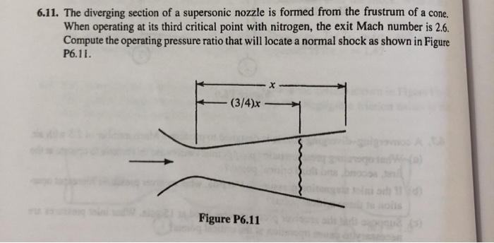 Solved 6.11. The diverging section of a supersonic nozzle is | Chegg.com