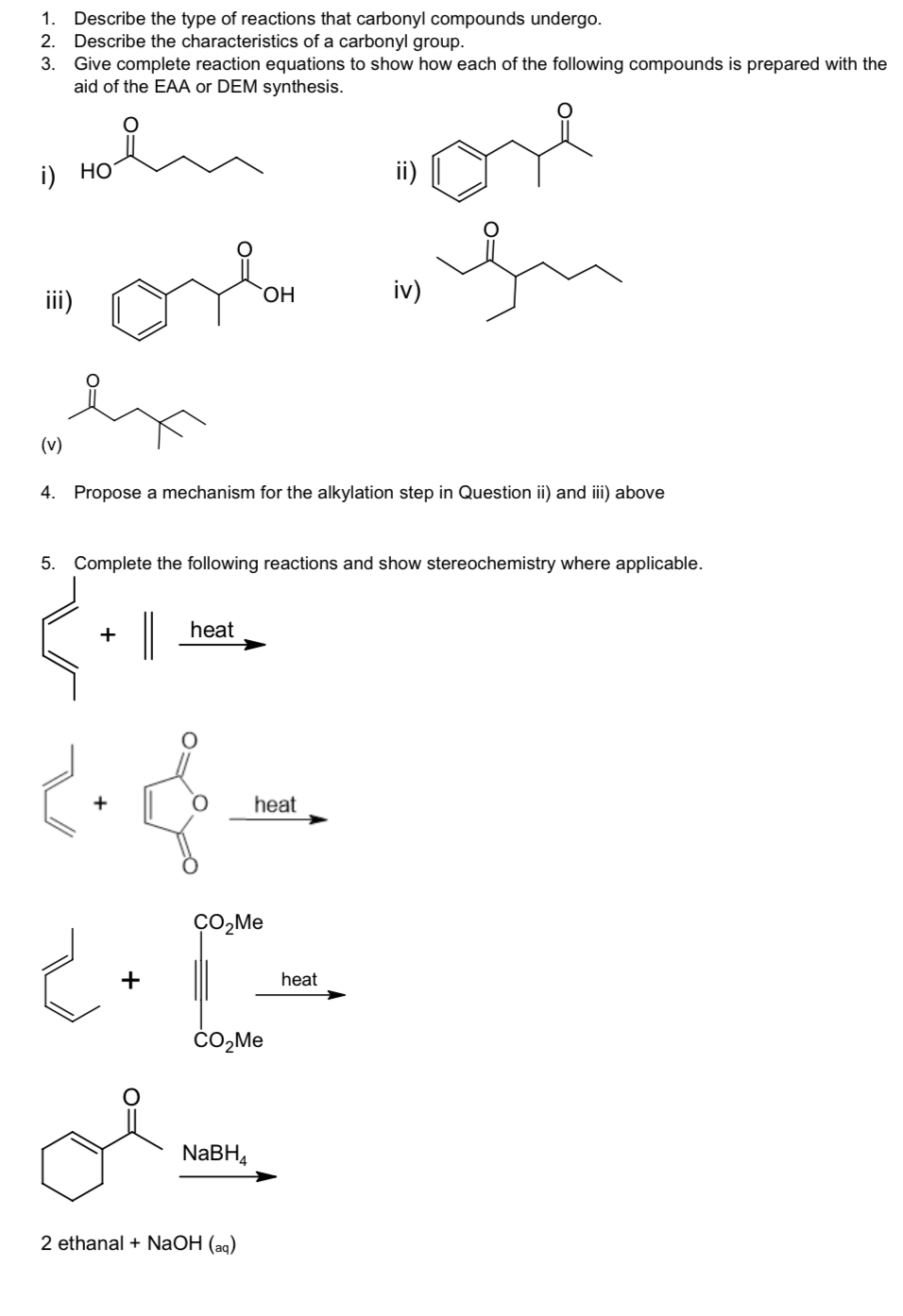 Solved by an EXPERT Describe the type of reactions that carbonyl ...