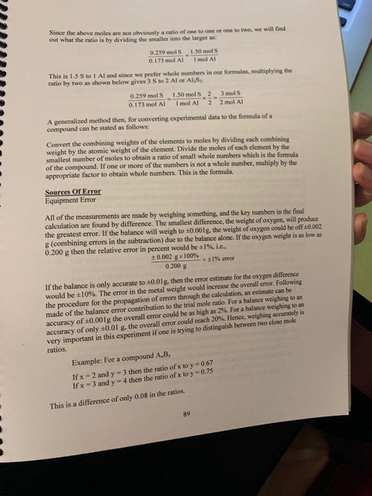 Solved I Need Help Determining The Empirical Formula Of A | Chegg.com