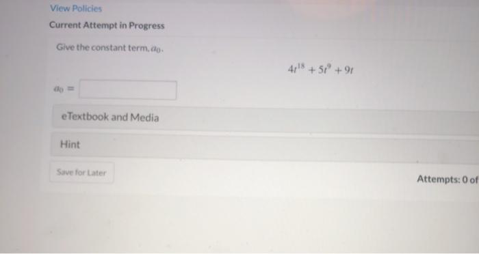 Solved View Policies Current Attempt in Progress Give the | Chegg.com