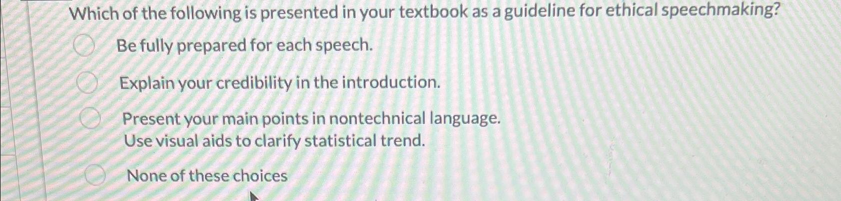 Solved Which of the following is presented in your textbook | Chegg.com