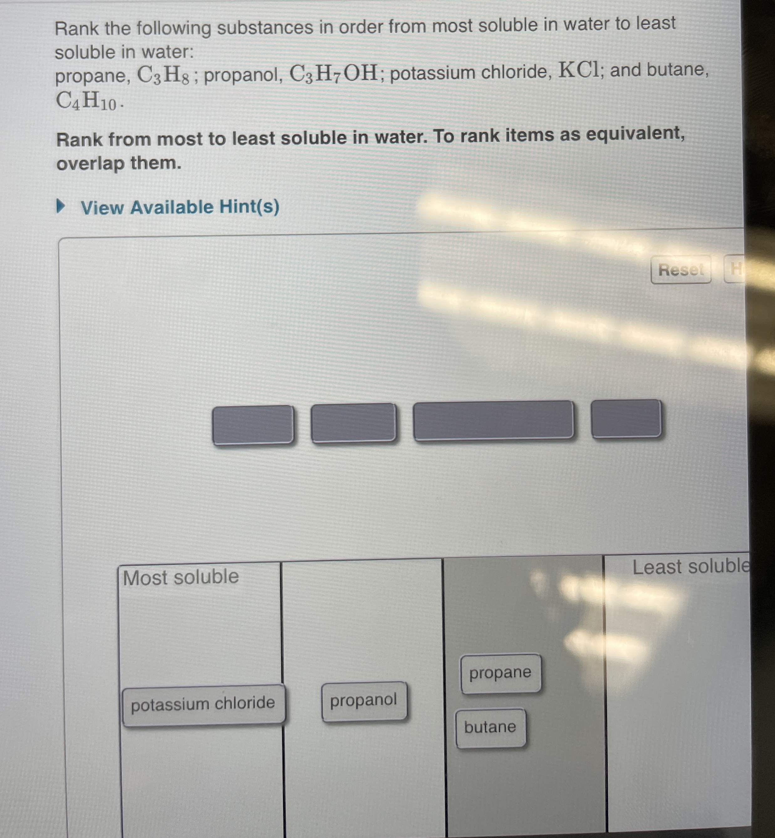 Solved Rank the following substances in order from most | Chegg.com