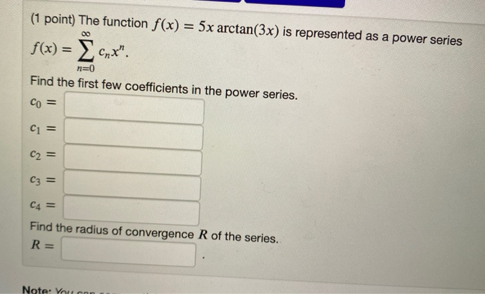 Solved (1 point) The function f(x) = - is represented as a | Chegg.com