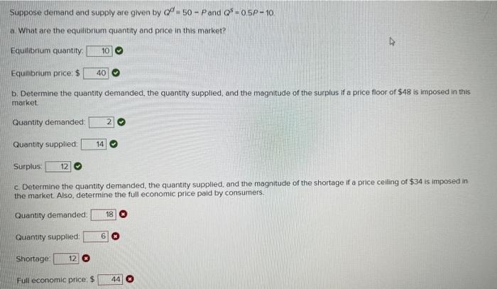 Solved Suppose Demand And Supply Are Given By Qd=50−P And | Chegg.com