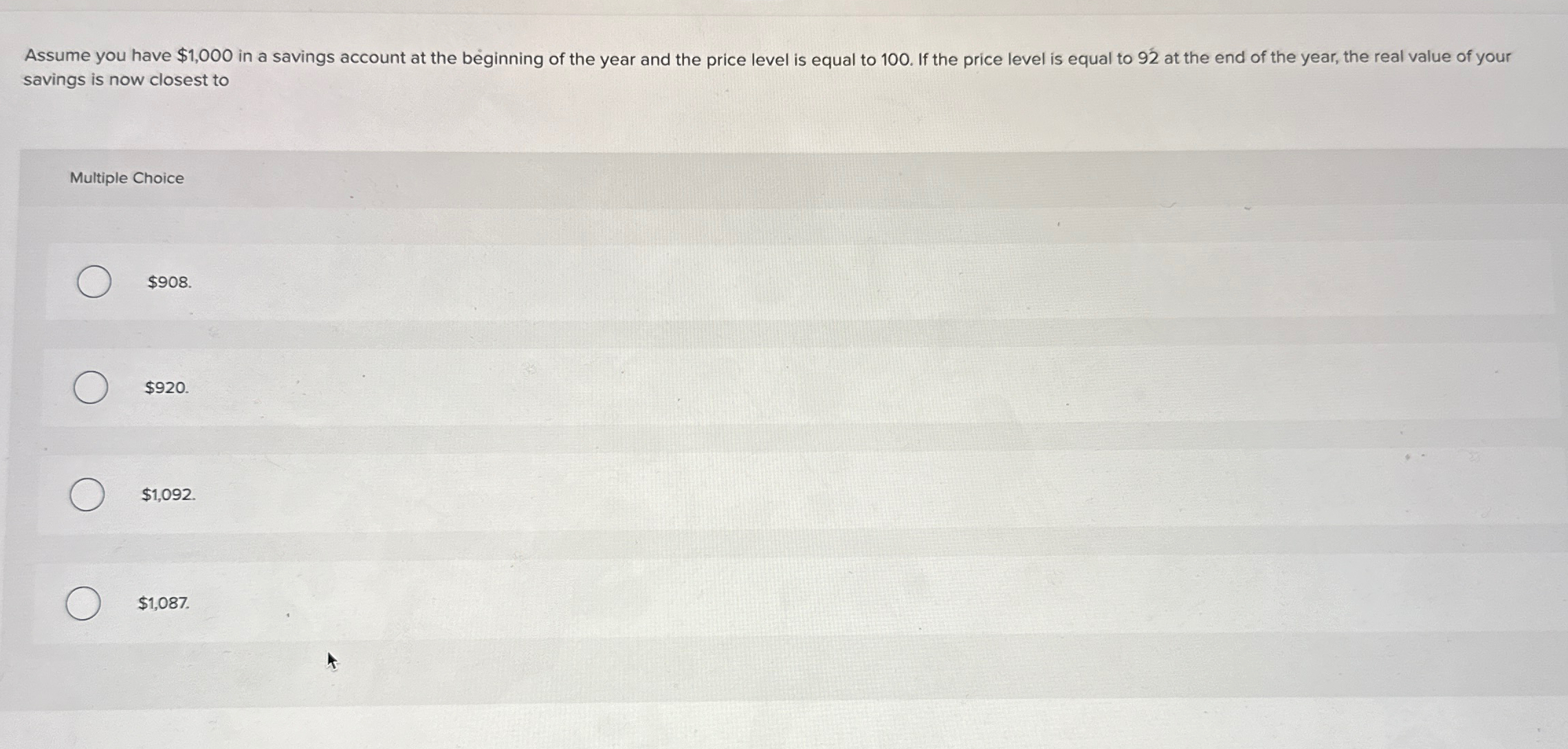 Solved Assume you have $1,000 ﻿in a savings account at the | Chegg.com