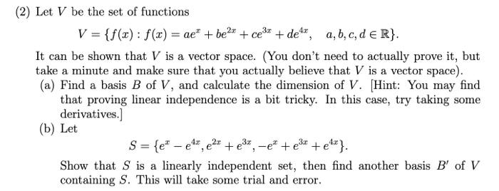 Solved 2 Let V Be The Set Of Functions V F X F X Chegg Com