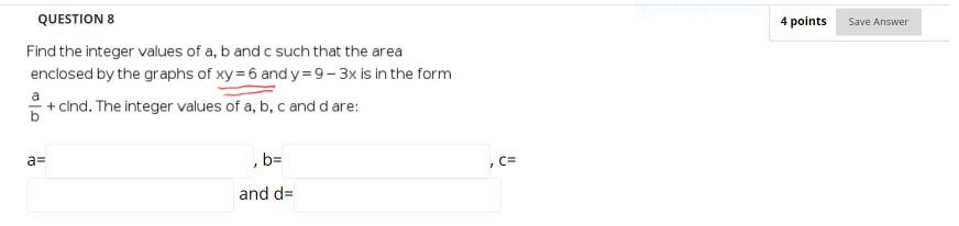 Solved 4 points Save Answer QUESTION 8 Find the integer | Chegg.com